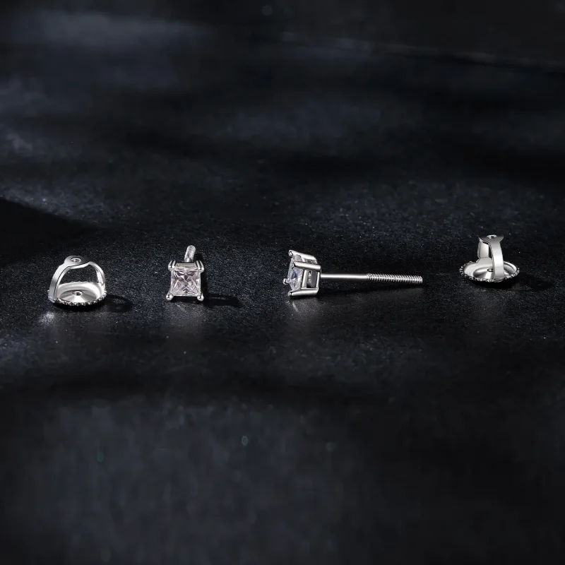 (bilde for) PANDORA Style Princess Moissanite øredobber (ett sertifikat) - MSE047-S - Vis 4