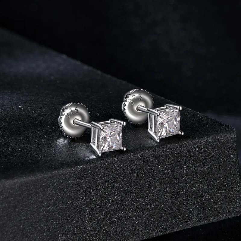 (bilde for) PANDORA Style Princess Moissanite øredobber (to sertifikater) - MSE047-L - Vis 2