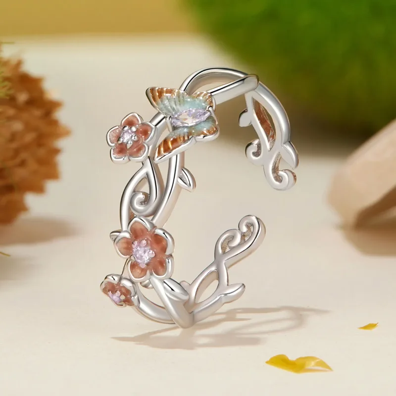 (bilde for) PANDORA Style Romantisk Sakura sommerfuglring - BSR538-E - Vis 2