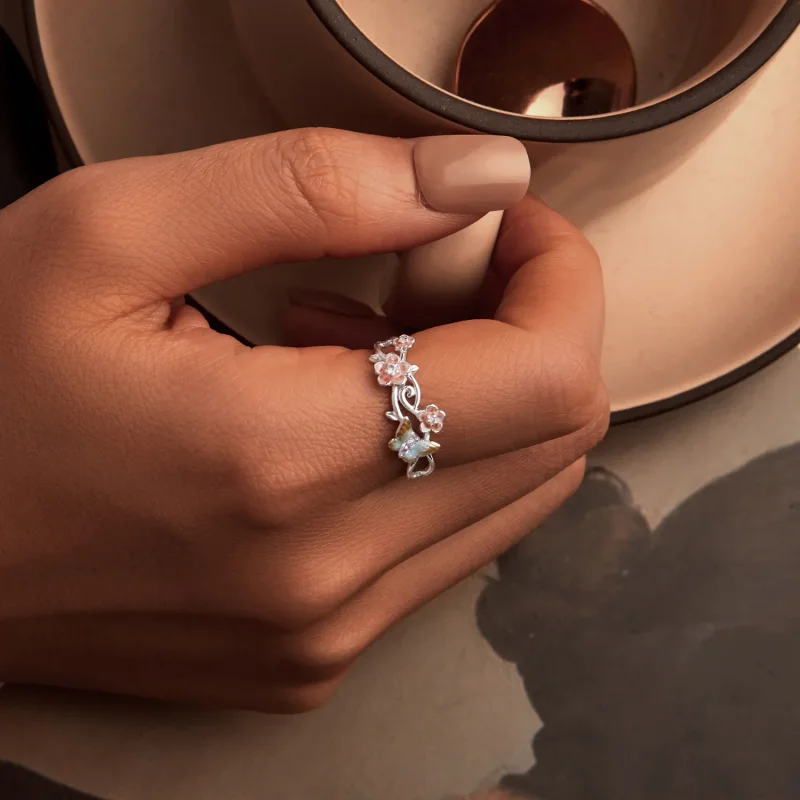 (bilde for) PANDORA Style Romantisk Sakura sommerfuglring - BSR538-E - Vis 5