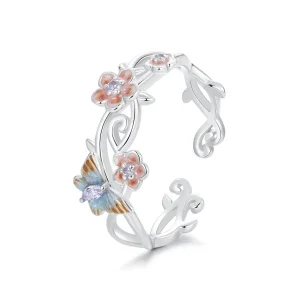 (bilde for) PANDORA Style Romantisk Sakura sommerfuglring - BSR538-E