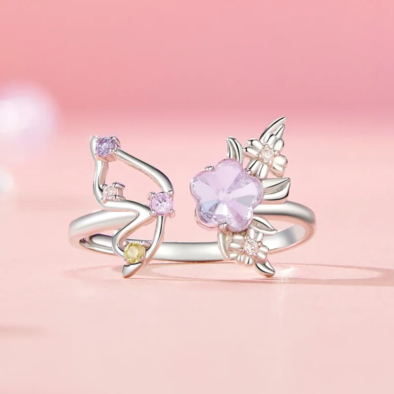 (bilde for) PANDORA Style Rosa sommerfuglring - SCR1011-E - Vis 3