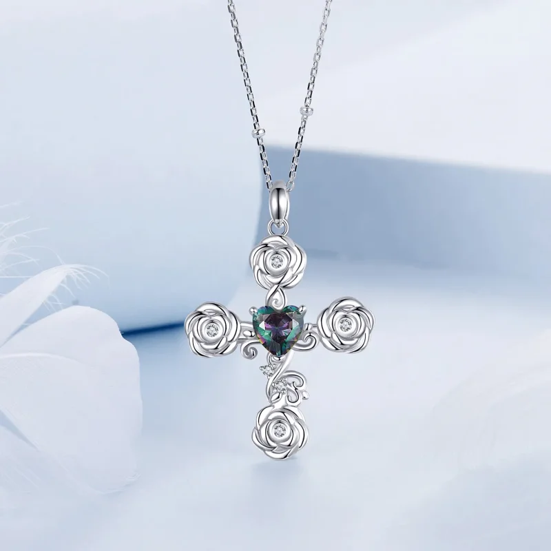 (bilde for) PANDORA Style Rose Cross Halskjede - BSN379 - Vis 3