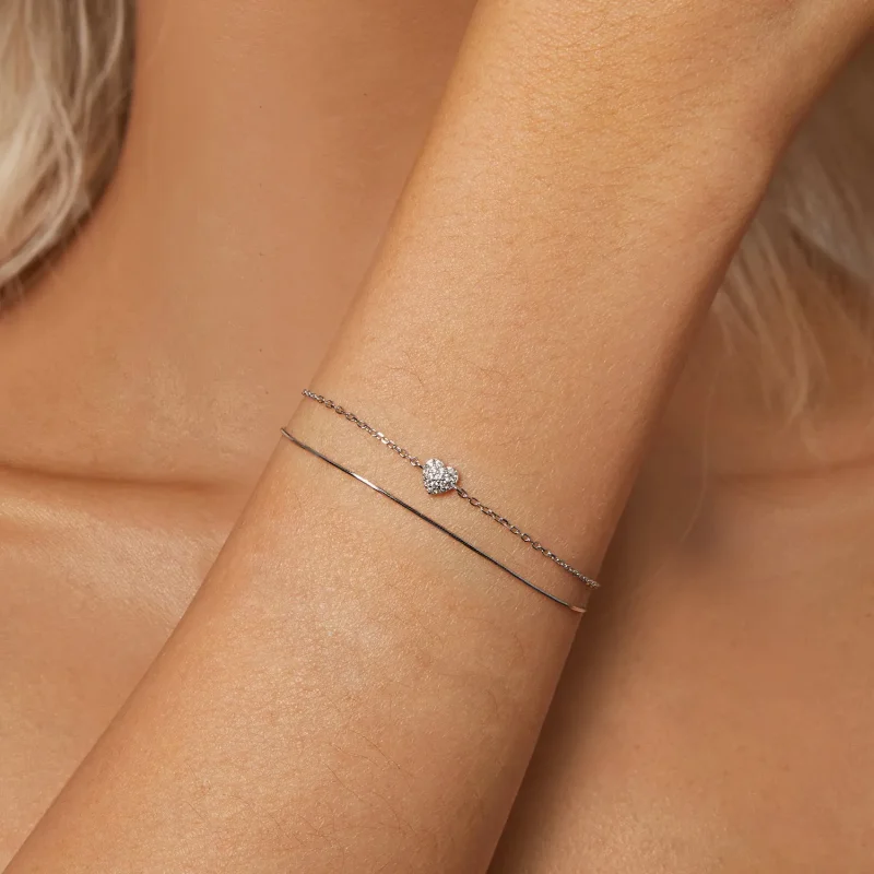 (bilde for) PANDORA Style Shining Heart dobbeltlags armbånd - BSB169 - Vis 5