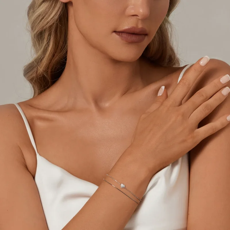 (bilde for) PANDORA Style Shining Heart dobbeltlags armbånd - BSB169 - Vis 6