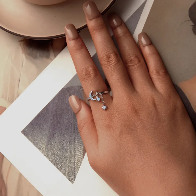 (bilde for) PANDORA Style Star And Moon Chain Ring - BSR548-E - Vis 4
