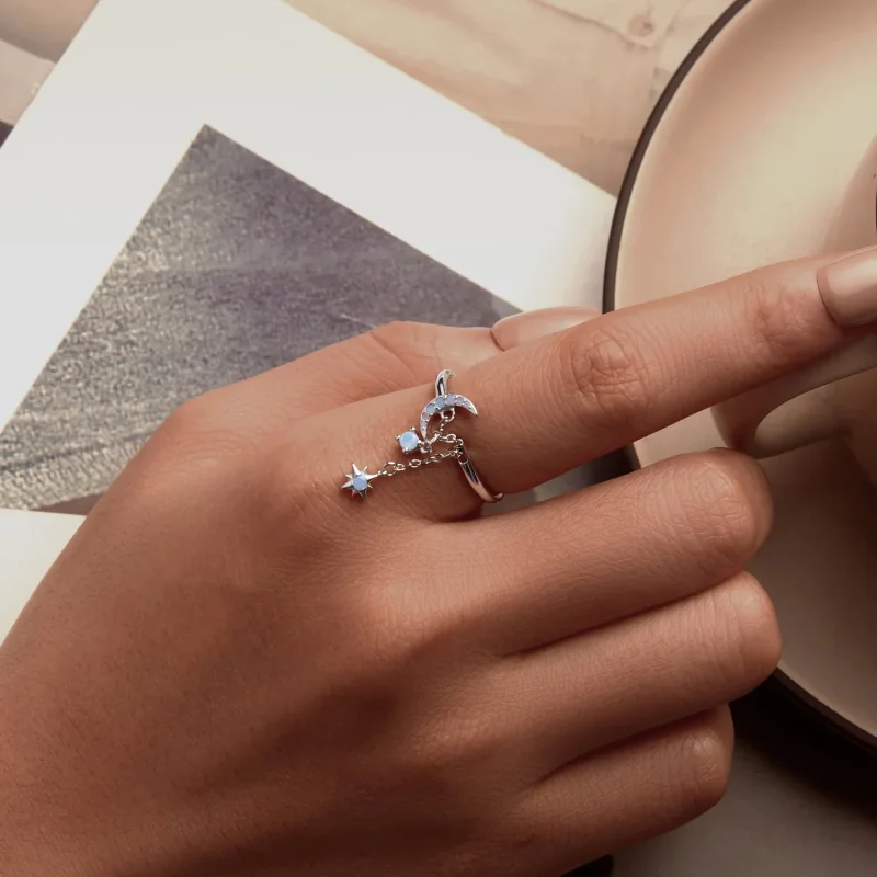 (bilde for) PANDORA Style Star And Moon Chain Ring - BSR548-E - Vis 5