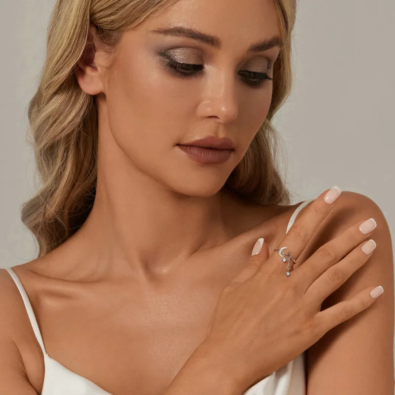 (bilde for) PANDORA Style Star And Moon Chain Ring - BSR548-E - Vis 7