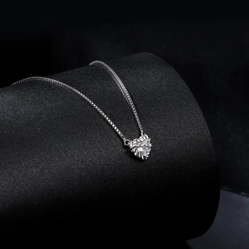 (bilde for) PANDORA Style utsøkt hjerteformet moissanite kragebein halskjede (ett sertifikat - Vis 2