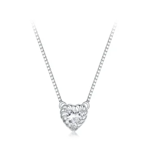 (bilde for) PANDORA Style utsøkt hjerteformet moissanite kragebein halskjede (ett sertifikat) - MSN032