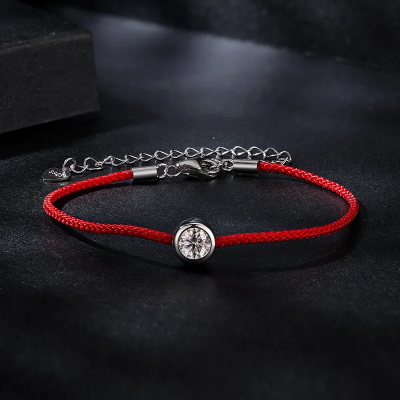 (bilde for) PANDORA Style Utsøkt Moissanite Red Rope Armbånd (ett sertifikat) - MSB014 - Vis 3
