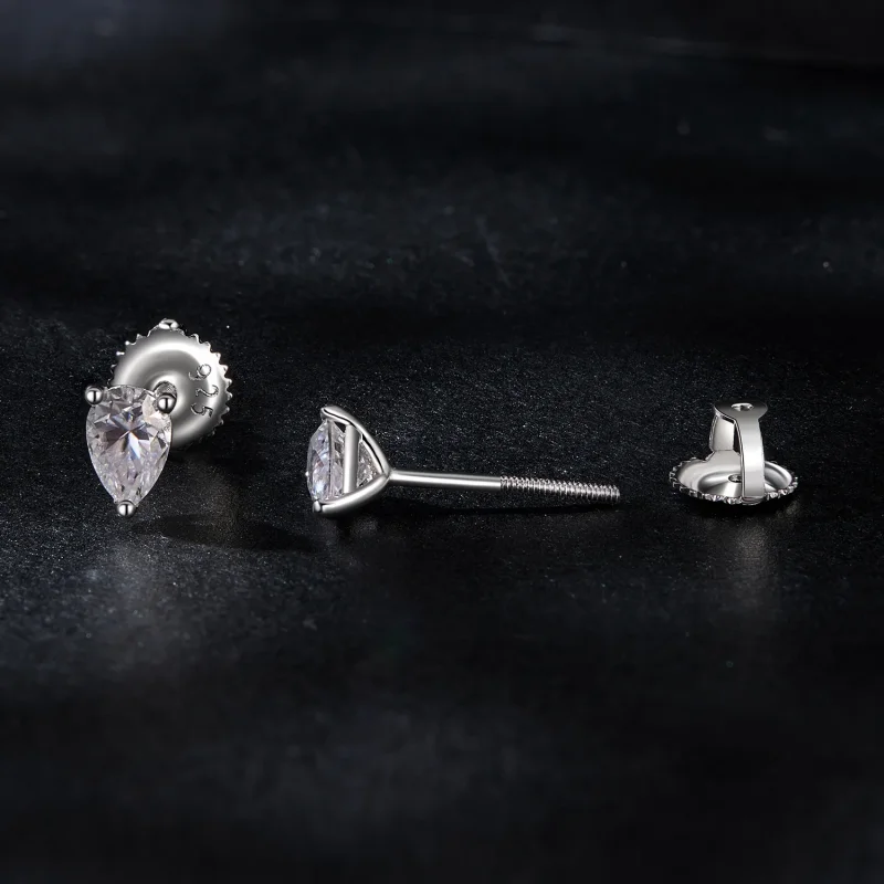 (bilde for) PANDORA Style Vanndråpe Moissanite øredobber (to sertifikater) - MSE049 - Vis 4