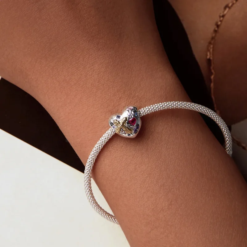 (bilde for) PANDORA Style Vintage Cross Heart Charm - BSC1006 - Vis 7