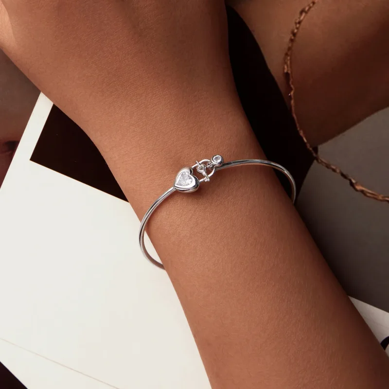 (bilde for) PANDORA-stil hjerteformet sammenlåsende armbånd - BSB170 - Vis 4