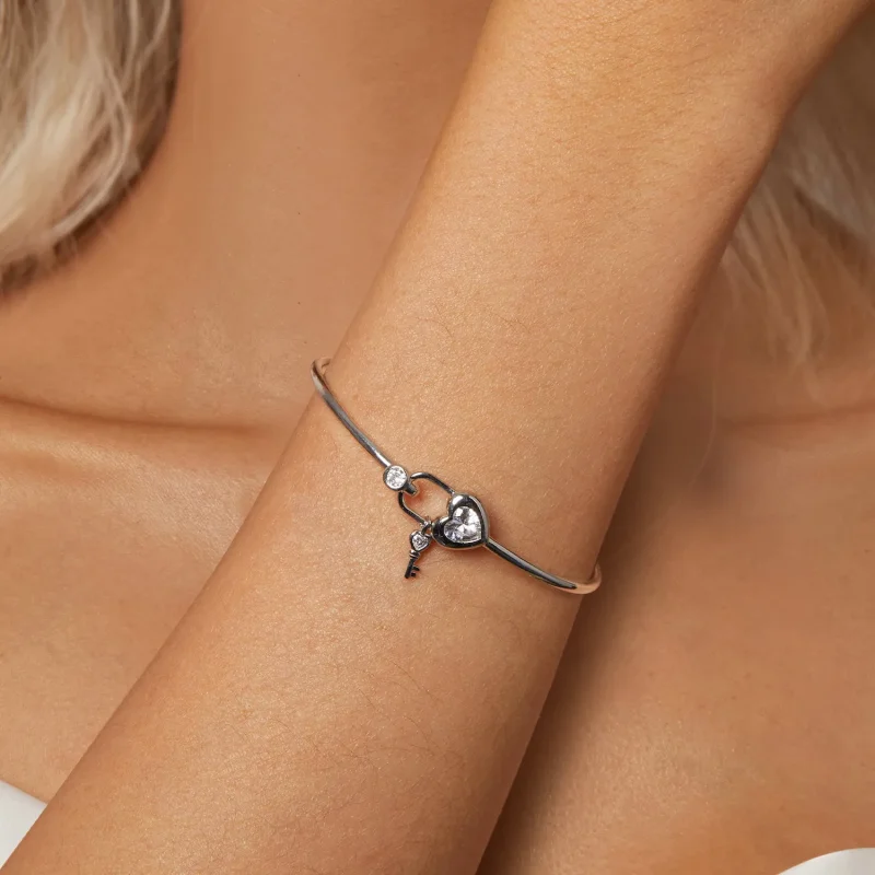 (bilde for) PANDORA-stil hjerteformet sammenlåsende armbånd - BSB170 - Vis 5