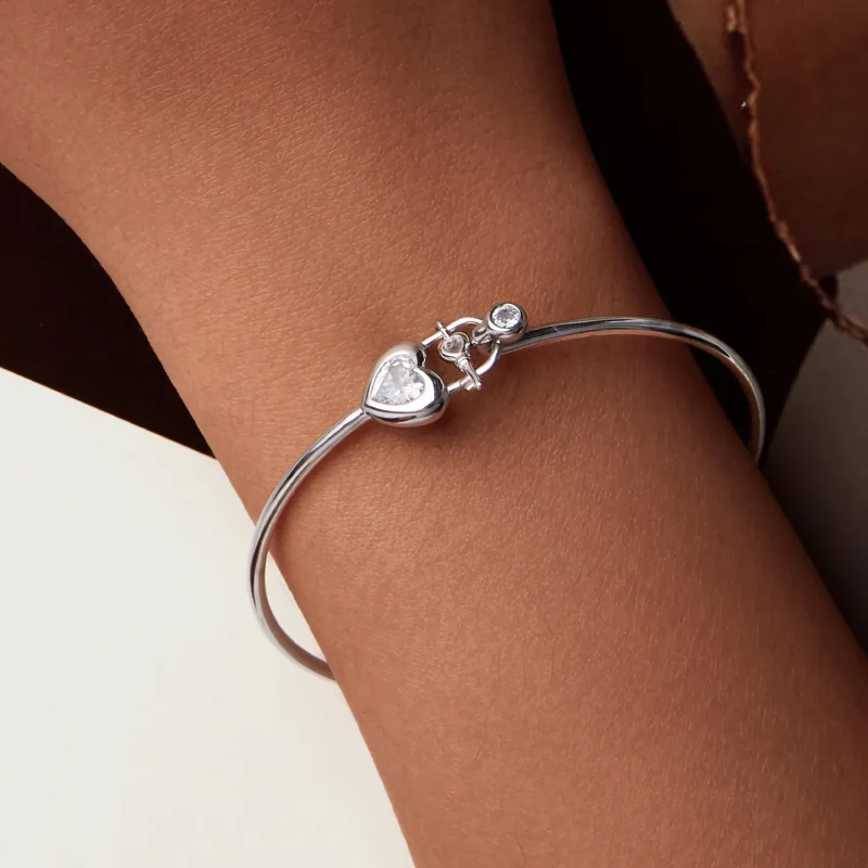 (bilde for) PANDORA-stil hjerteformet sammenlåsende armbånd - BSB170 - Vis 7