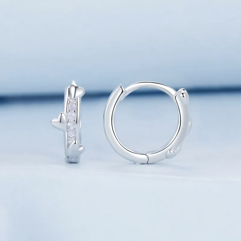 (bilde for) PANDORA-stil rosa hjerte øredobber - BSE1018 - Vis 2
