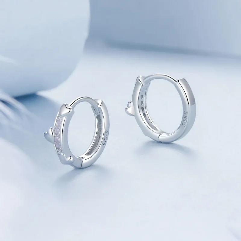 (bilde for) PANDORA-stil rosa hjerte øredobber - BSE1018 - Vis 3