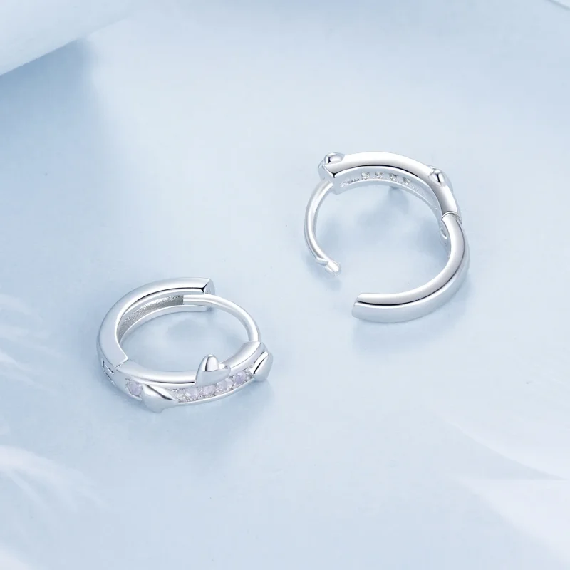(bilde for) PANDORA-stil rosa hjerte øredobber - BSE1018 - Vis 4