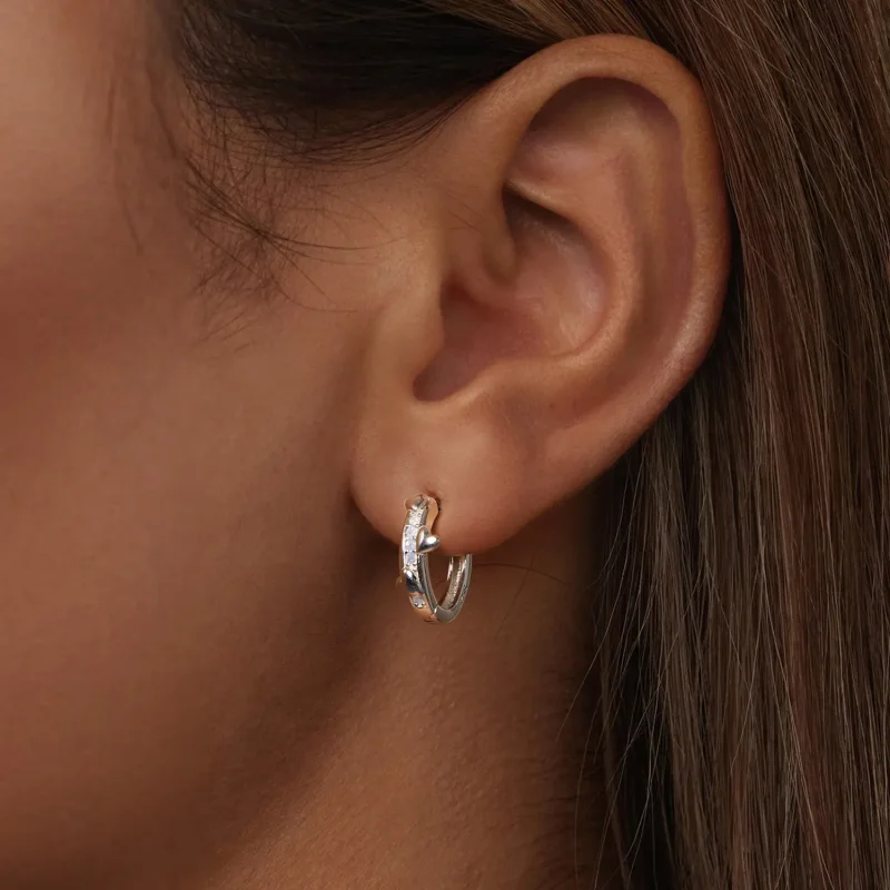 (bilde for) PANDORA-stil rosa hjerte øredobber - BSE1018 - Vis 6