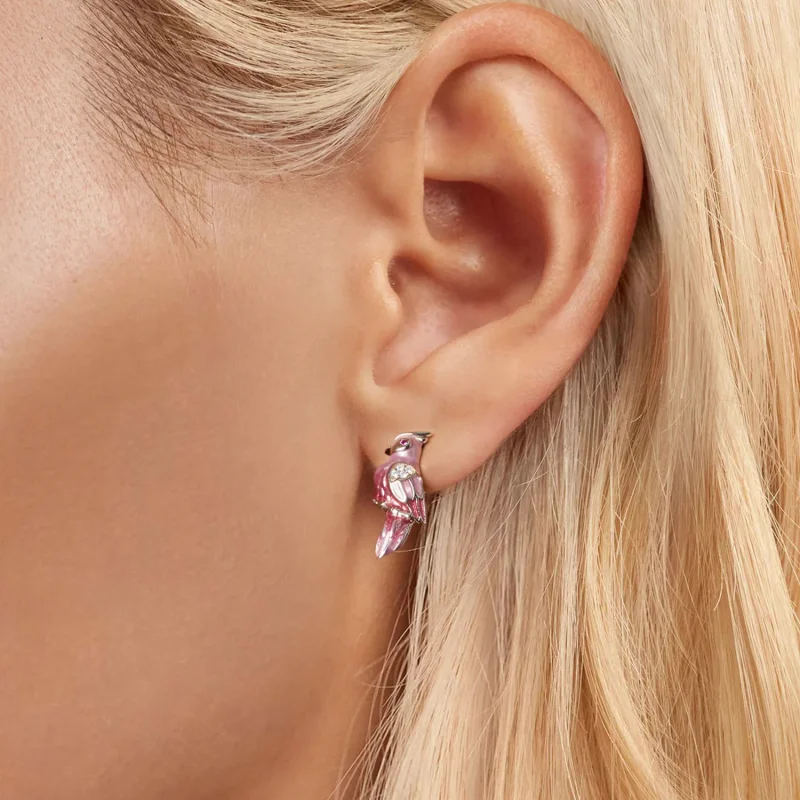 (bilde for) PANDORA-stil rosa papegøyeøredobber - BSE1005 - Vis 6