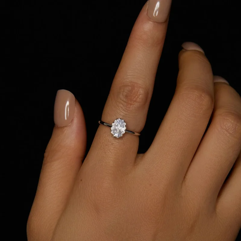 (bilde for) PANDORA Style Brilliant Beauty 1kt Moissanite Ring (med ett sertifikat) - MSR049 - Vis 4