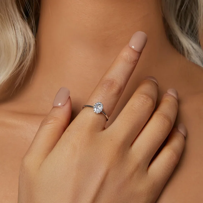 (bilde for) PANDORA Style Brilliant Beauty 1kt Moissanite Ring (med ett sertifikat) - MSR049 - Vis 5