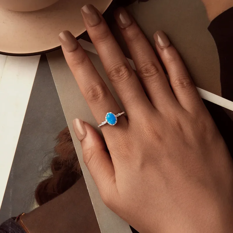 (bilde for) PANDORA Style Crown Blue Opal Ring - BSR564 - Vis 4