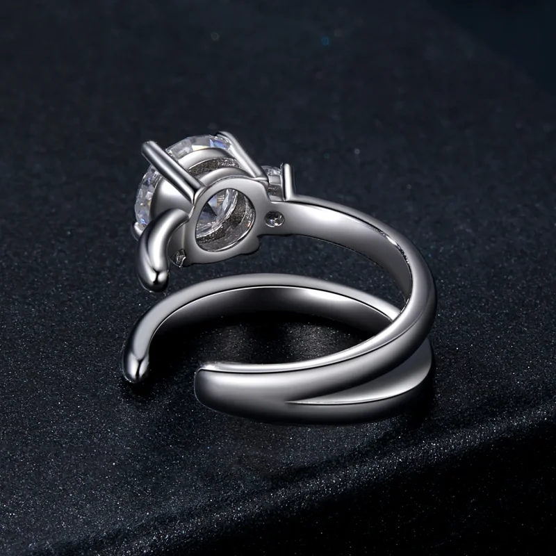 (bilde for) PANDORA Style Dobbel Moissanite-øremansjett (med ett sertifikat) - MSE058 - Vis 4