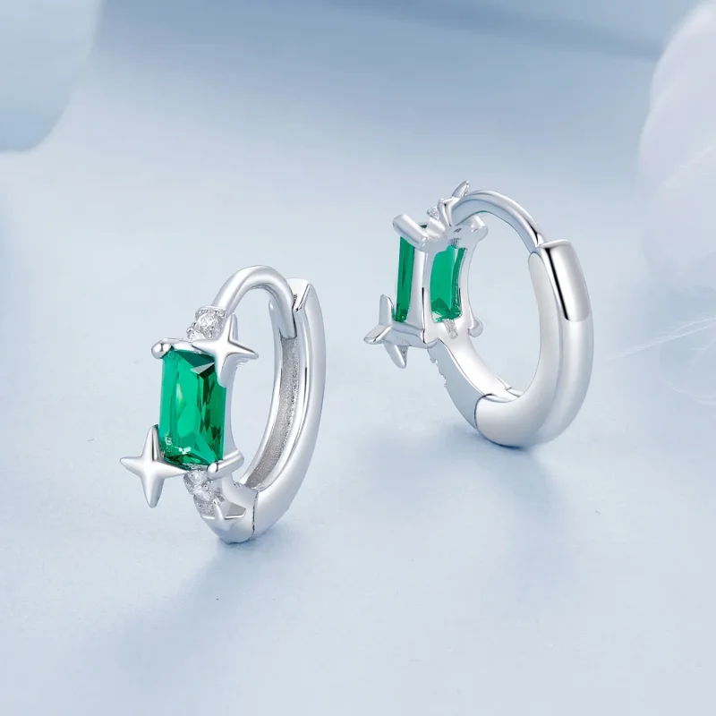 (bilde for) PANDORA Style Emerald Star øredobber - BSE1036 - Vis 3