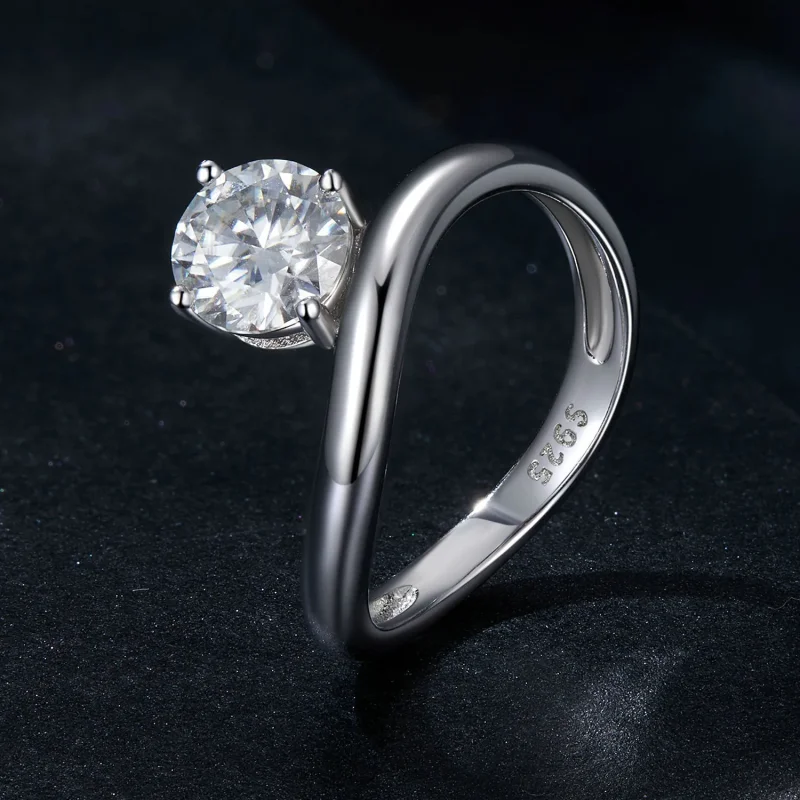 (bilde for) PANDORA Style Enkel 1 karat Moissanite ring (med ett sertifikat) - MSR050 - Vis 2