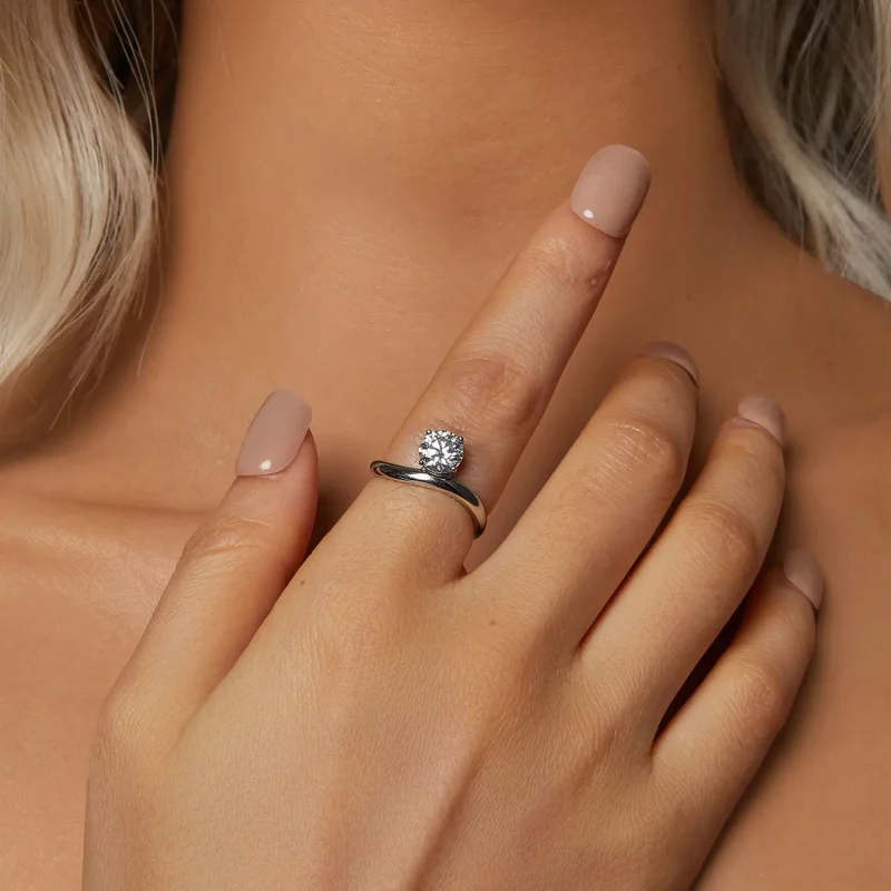(bilde for) PANDORA Style Enkel 1 karat Moissanite ring (med ett sertifikat) - MSR050 - Vis 5
