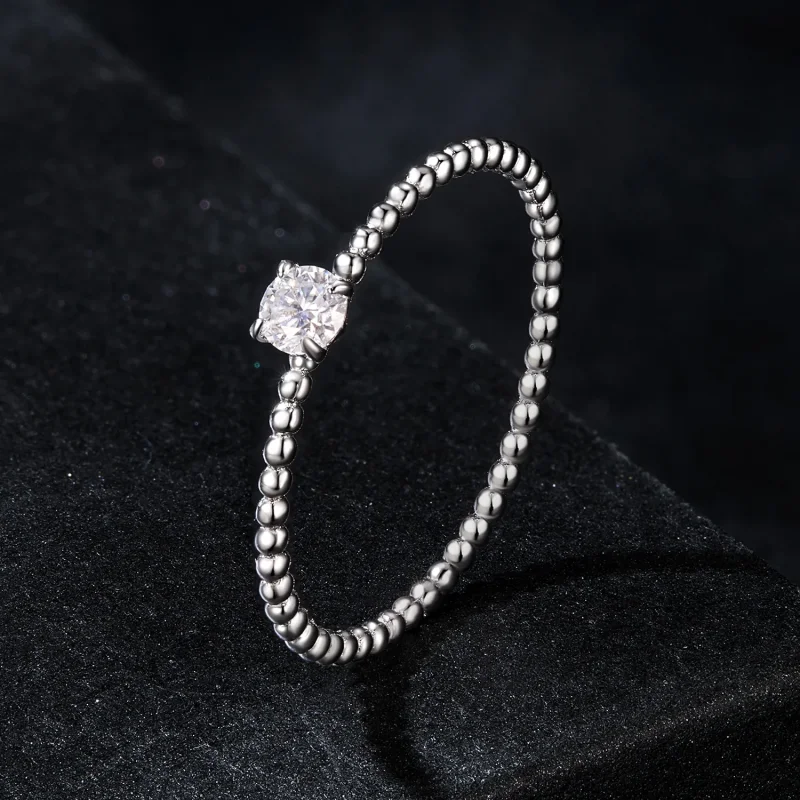 (bilde for) PANDORA Style Exquisite Beaded Moissanite stablering (ett sertifikat) - MSR046 - Vis 2