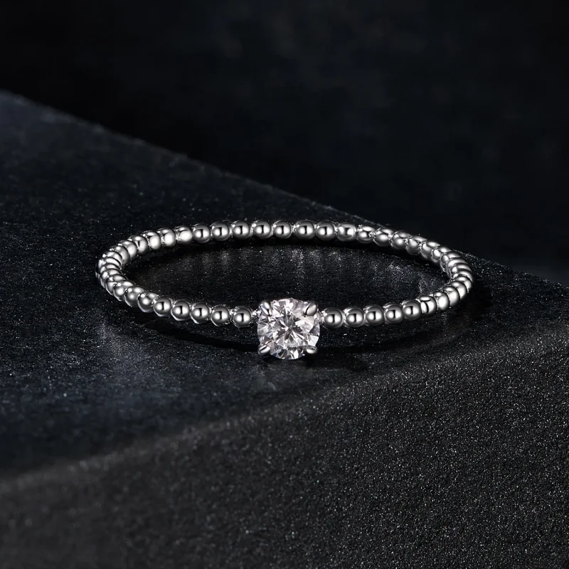 (bilde for) PANDORA Style Exquisite Beaded Moissanite stablering (ett sertifikat) - MSR046 - Vis 3