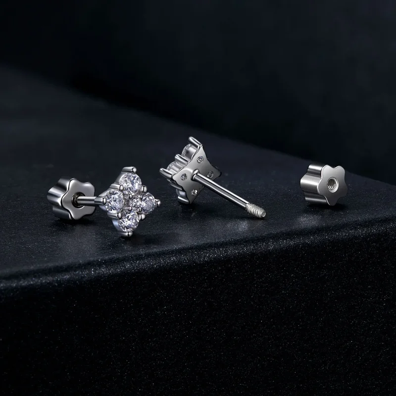 (bilde for) PANDORA Style Firkløver moissanite øredobber (med ett sertifikat) - MSE056 - Vis 2