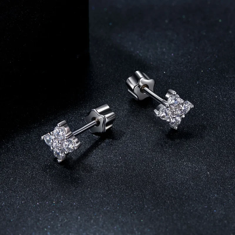 (bilde for) PANDORA Style Firkløver moissanite øredobber (med ett sertifikat) - MSE056 - Vis 3