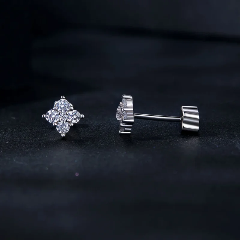 (bilde for) PANDORA Style Firkløver moissanite øredobber (med ett sertifikat) - MSE056 - Vis 4
