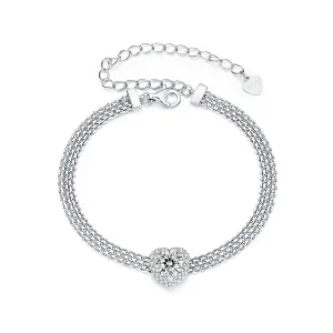 (bilde for) PANDORA Style Heart Moissanite flettet armbånd (med ett sertifikat) - MSB019