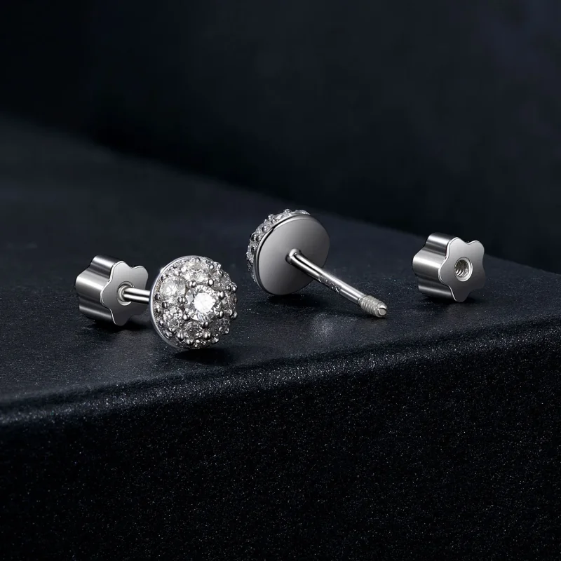 (bilde for) PANDORA Style Hemisphere Moissanite øredobber (med ett sertifikat) - MSE057 - Vis 2