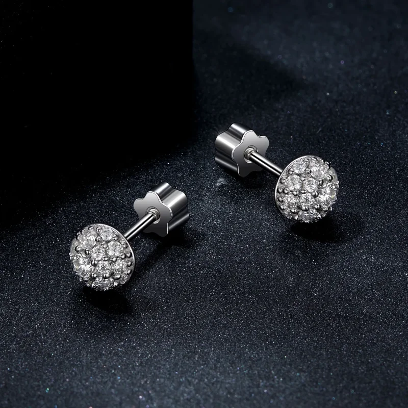 (bilde for) PANDORA Style Hemisphere Moissanite øredobber (med ett sertifikat) - MSE057 - Vis 3