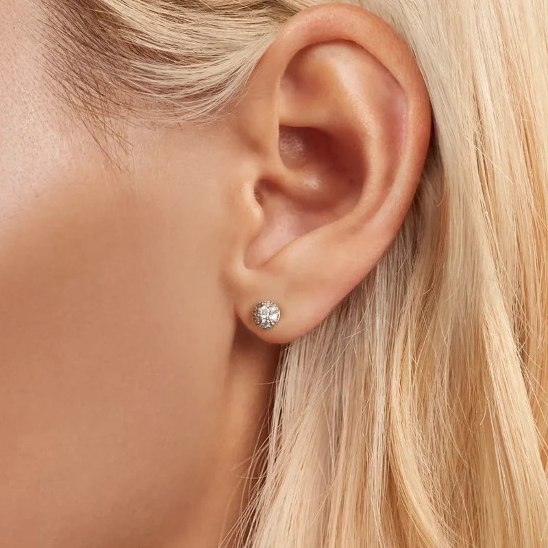 (bilde for) PANDORA Style Hemisphere Moissanite øredobber (med ett sertifikat) - MSE057 - Vis 5