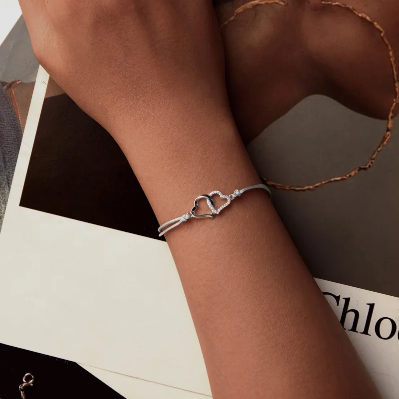 (bilde for) PANDORA Style Interlocking Hearts Armbånd - SCB274 - Vis 5