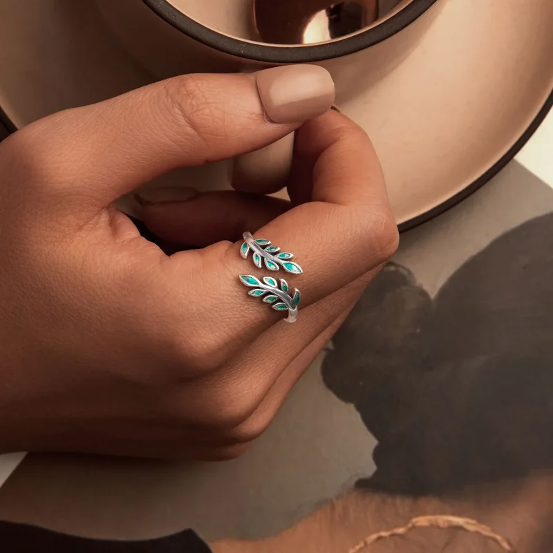 (bilde for) PANDORA Style Leaf Open Ring - BSR542-E - Vis 6