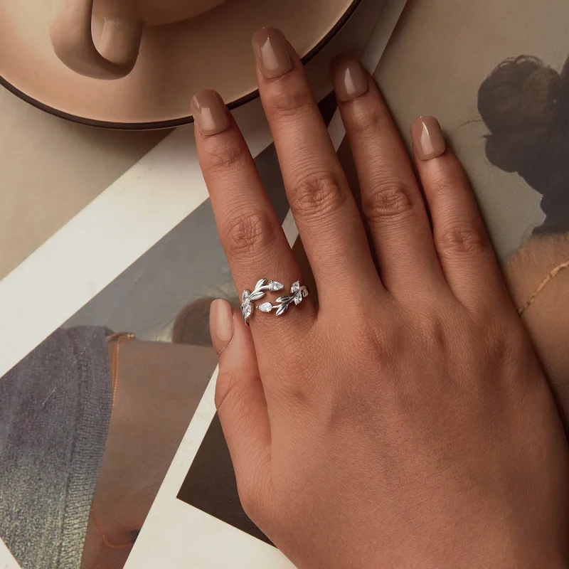 (bilde for) PANDORA Style Leaf Wrap Åpen Ring - BSR552-E - Vis 4