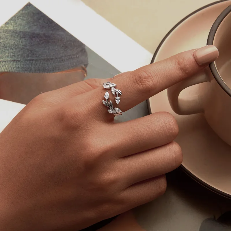 (bilde for) PANDORA Style Leaf Wrap Åpen Ring - BSR552-E - Vis 5