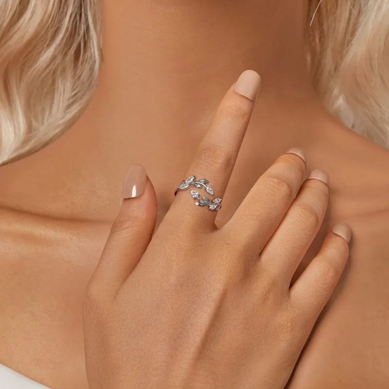 (bilde for) PANDORA Style Leaf Wrap Åpen Ring - BSR552-E - Vis 6