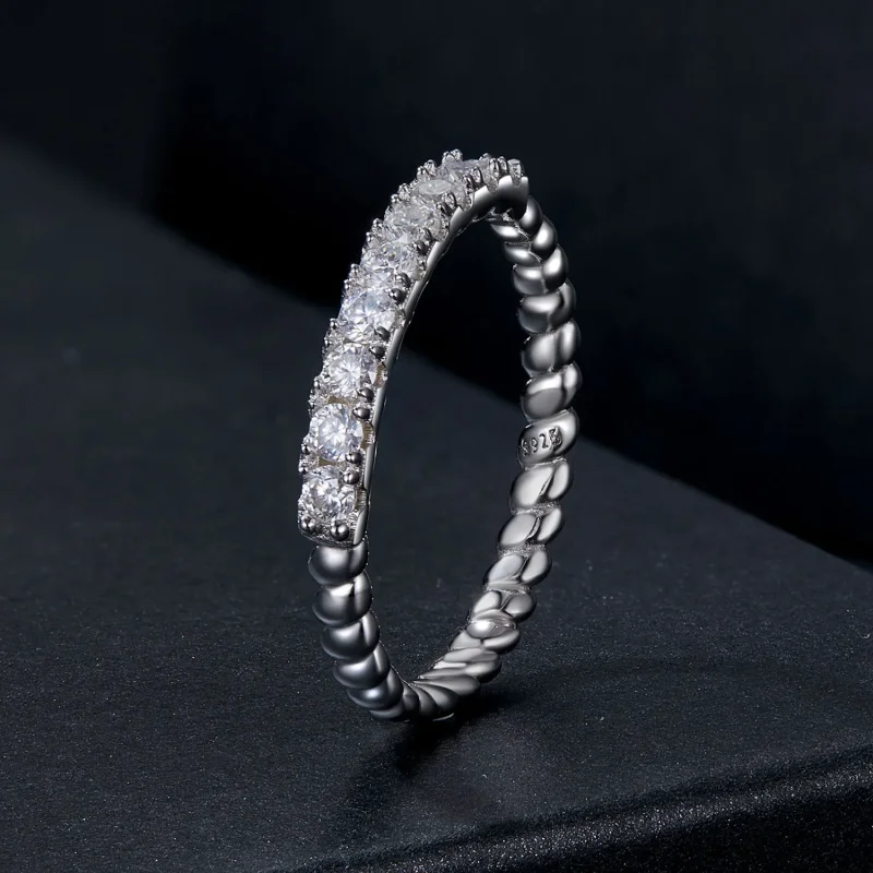 (bilde for) PANDORA Style Moissanite strukturert ring (ett sertifikat) - MSR052 - Vis 2