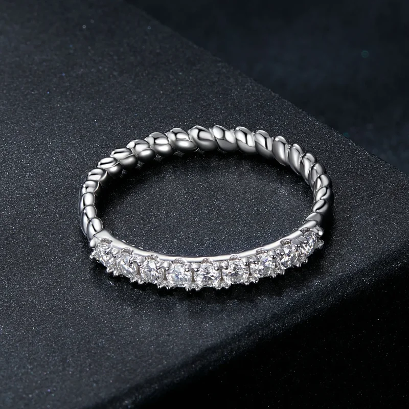(bilde for) PANDORA Style Moissanite strukturert ring (ett sertifikat) - MSR052 - Vis 3