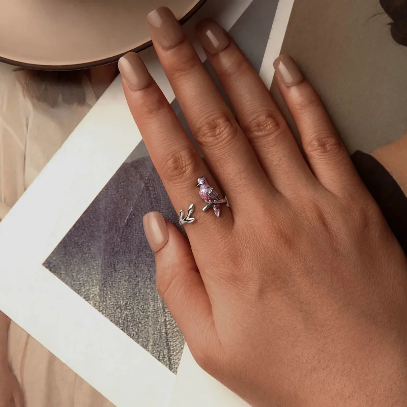 (bilde for) PANDORA Style Pink Parrot Open Ring - BSR551-E - Vis 4