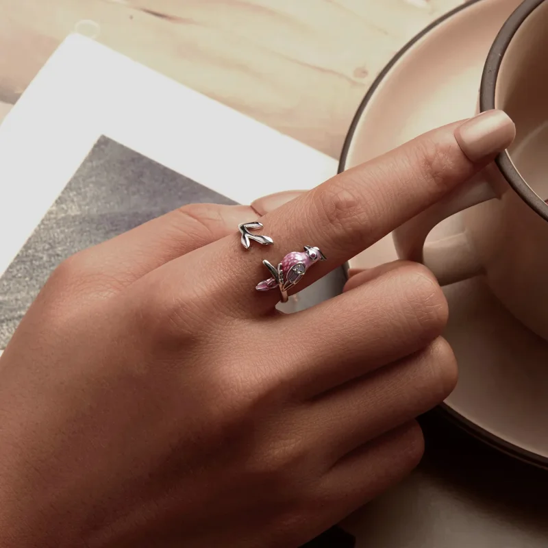 (bilde for) PANDORA Style Pink Parrot Open Ring - BSR551-E - Vis 5